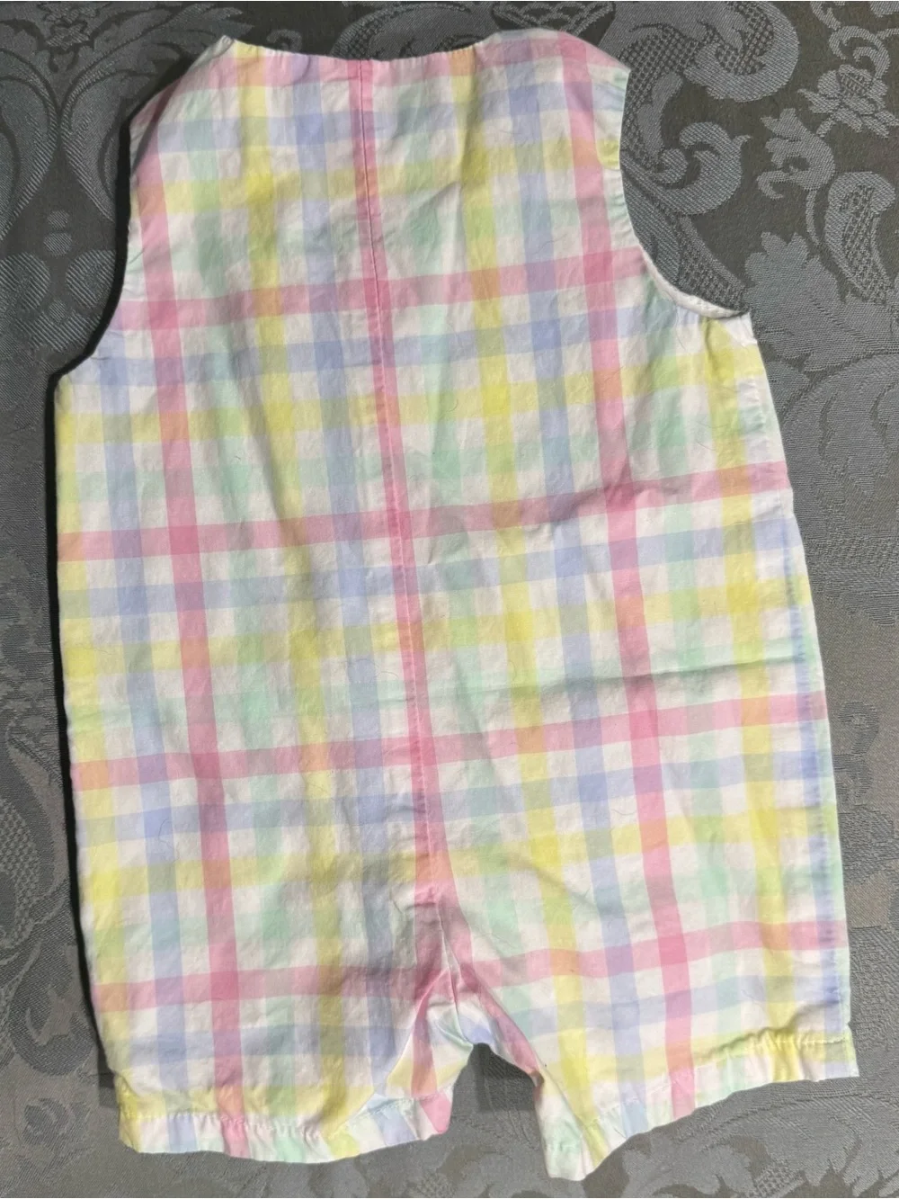 Janie and Jack Pastel Plaid Button Romper